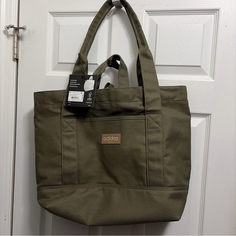 Adidas CANVAS COURT olive Strata Green Tote Bag new nwt bag work gym travel